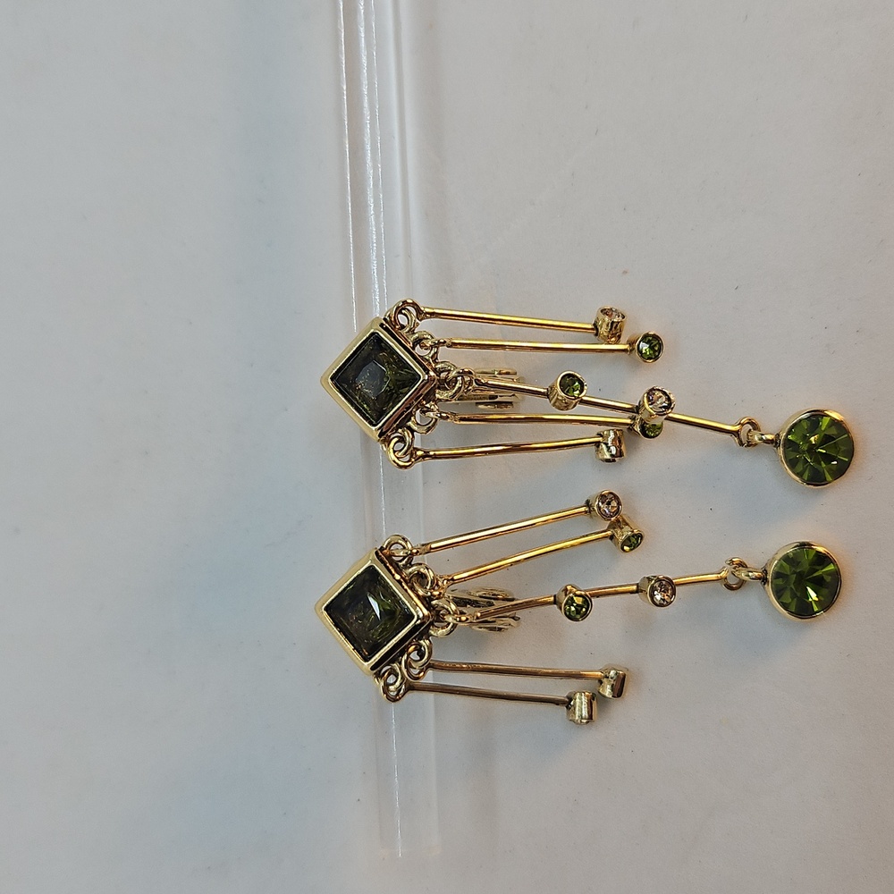 Vintage Monet Crystal Dangle Clip Earrings